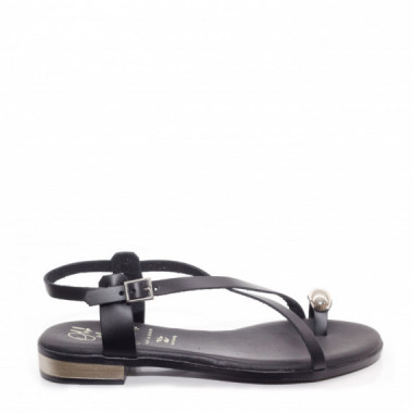 Oh My Sandals Sandalia con tac&oacute;n bajo en piel 5863-NEGRO