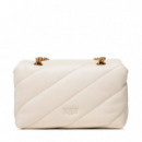 Bandolera acolchada mini Pinko Love Puff blanca