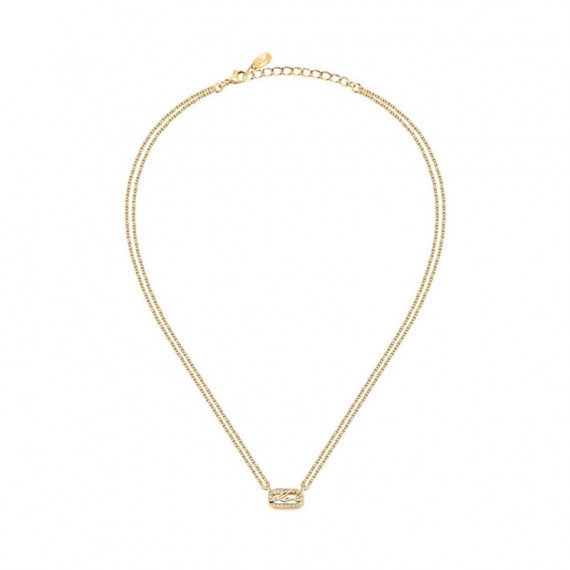 Collar Con Doble Cadena Y Cristales