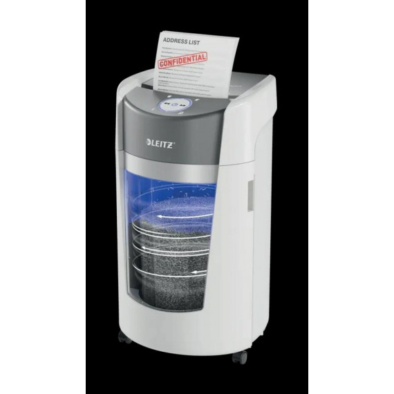 Destructora Leitz IQ OptiMax Home Office 550 (Microcorte 2x15mm, P-5, 10 hojas, 35L) Blanca
