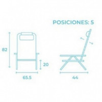 Silla Plegable Multiposiciones de Aluminio con Cojín y Asa (65.5X44X82CM)