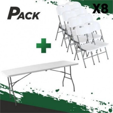 Conjunto de Mesa y 8 Sillas Plegables Sungarden Pro para Eventos y Jard&iacute;n