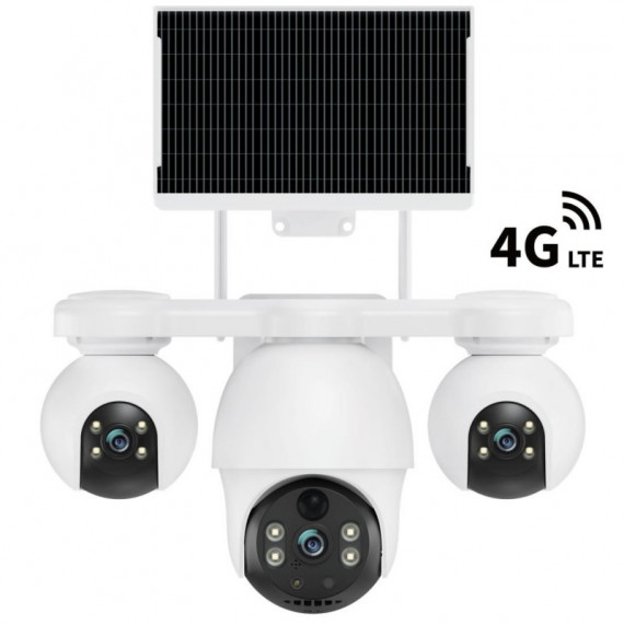 V380MAX P19SE-4G V380 Pro Cámara de Seguridad Triple con 4G y Panel Solar