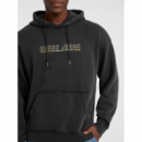 Sudadera Guess outline negro lavado logotipo frontal PB