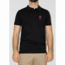 Polo Bendorff negro logo bordado rojo