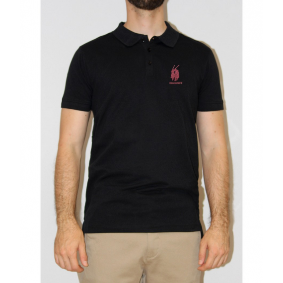 Polo Bendorff negro logo bordado rojo