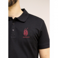 Polo Bendorff negro logo bordado rojo