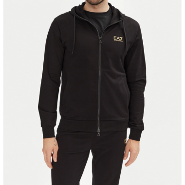 Sudadera EA7 Emporio Armani negra logo dorado PB