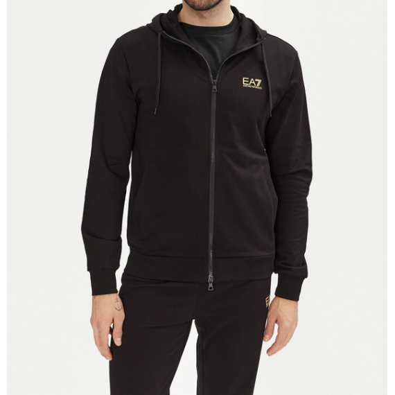 Sudadera EA7 Emporio Armani negra logo dorado PB