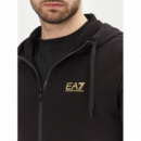 Sudadera EA7 Emporio Armani negra logo dorado PB