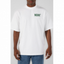 Camiseta Noir Essence blaca logotipo verde