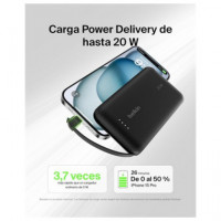 BELKIN Bateria Externa 10000MAH con Cable Tipo BPB021HQBK Negro
