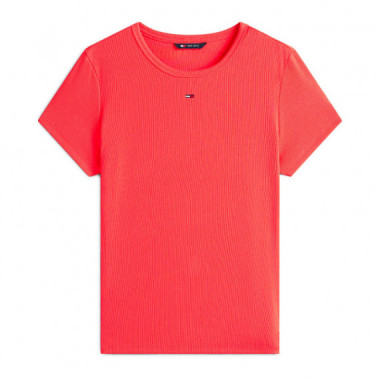 Camiseta acanalada slim de cuello redondo