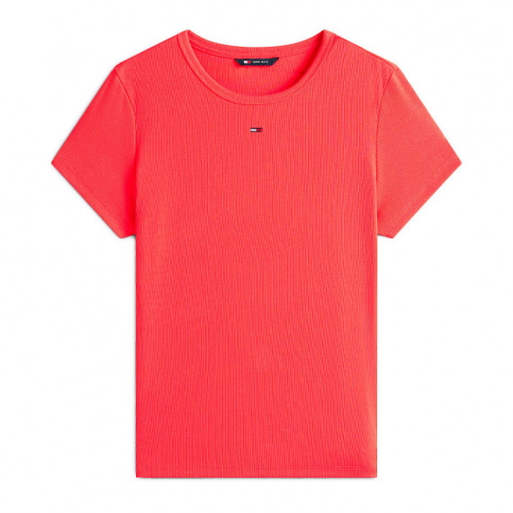 Camiseta acanalada slim de cuello redondo