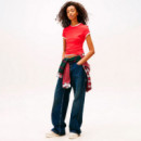 Camiseta acanalada slim de cuello redondo