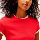 Camiseta acanalada slim de cuello redondo