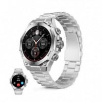 Smartwatch Ksix Titanium con Pantalla AMOLED 1.43", Llamadas y Doble Correa Plateado