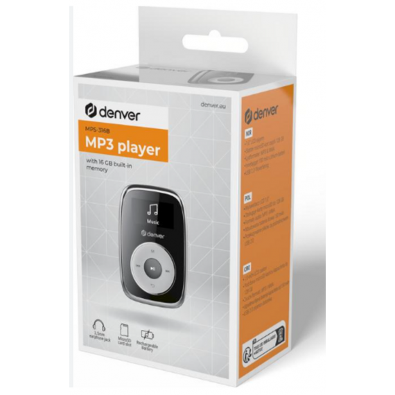 Reproductor Denver MP3/MP4 16GB Negro/Blanco MPS-316