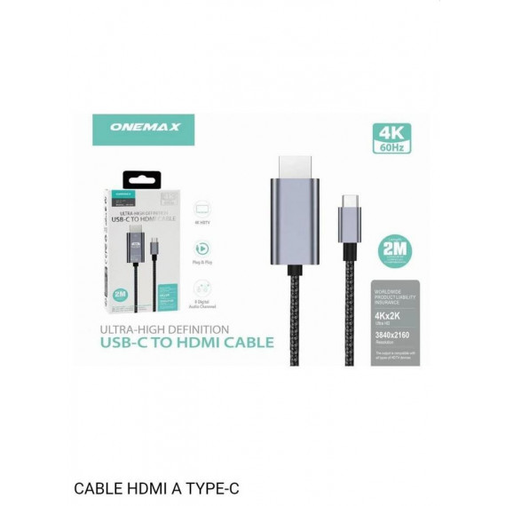 Cable Onemax USB-C a HDMI Macho MHL 4K 60Hz 2M JR-165