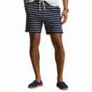 POLO RALPH LAUREN - KNIT-SHORTS - NEWPORT NAVY PALE CREAM - 710B14506002/NEWPORT NAVY PALE CREAM