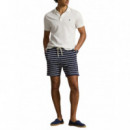 POLO RALPH LAUREN - KNIT-SHORTS - NEWPORT NAVY PALE CREAM - 710B14506002/NEWPORT NAVY PALE CREAM