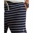 POLO RALPH LAUREN - KNIT-SHORTS - NEWPORT NAVY PALE CREAM - 710B14506002/NEWPORT NAVY PALE CREAM