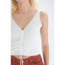 camisetas mujer Top 24colours Canalé Blanco 41131