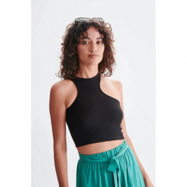 camisetas mujer Top 24colours Canal&eacute; Negro Cutout 12138a