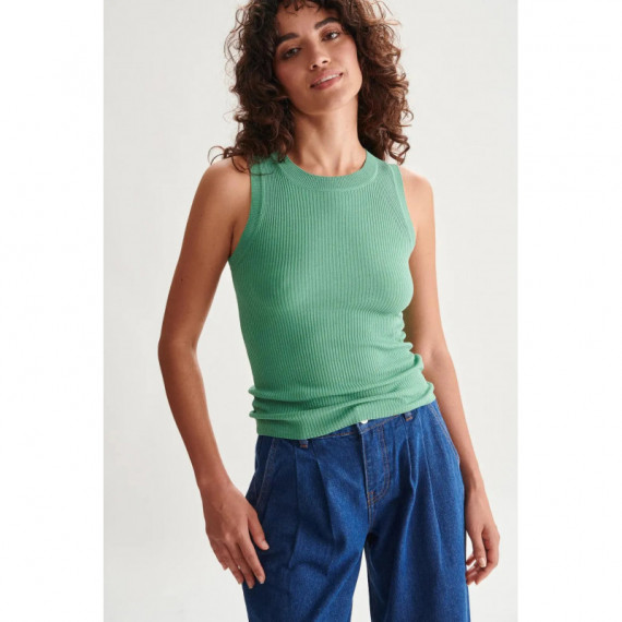 camisetas mujer Top 24colours Canalé Verde 41127