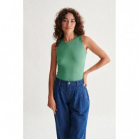 Camisetas Mujer Top 24COLOURS Canalé Verde 41127