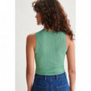 camisetas mujer Top 24colours Canalé Verde 41127