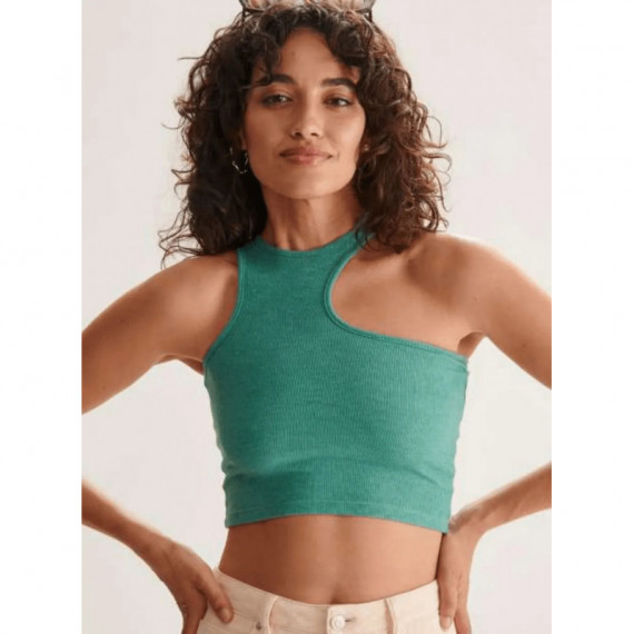 camisetas mujer Top 24colours Canalé Verde Cutout 12138b