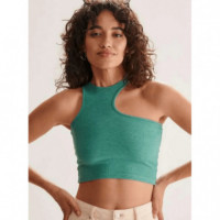 Camisetas Mujer Top 24COLOURS Canalé Verde Cutout 12138B