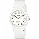 CASIO LQ-24B-7BEF Reloj Analogico, Resistente al Agua, Correa de Resina Blanco