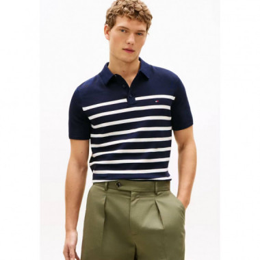 ESSENTIAL COTTON KNITTED POLO DESERT SKY