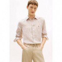 Linen Bengal Stripe Rf Shirt Sandalwood  TOMMY HILFIGER