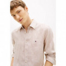 LINEN BENGAL STRIPE RF SHIRT SANDALWOOD