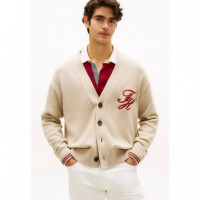 Chunky Cotton Cardigan Sandalwood  TOMMY HILFIGER