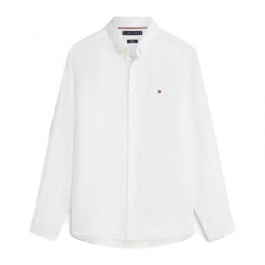 Camisa regular de lino con efecto lavado