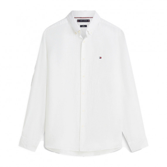 Camisa regular de lino con efecto lavado