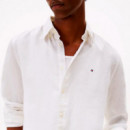 Camisa regular de lino con efecto lavado