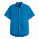 Camisa de manga corta en lino efecto lavado