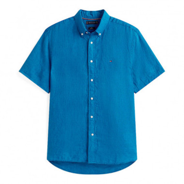 Camisa de manga corta en lino efecto lavado