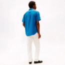 Camisa de manga corta en lino efecto lavado