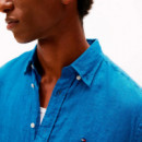 Camisa de manga corta en lino efecto lavado