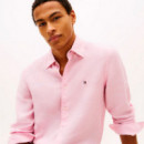 Camisa regular de lino con efecto lavado