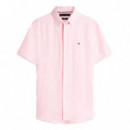 Camisa de manga corta en lino efecto lavado