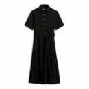 VESTIDO GOLD BUTTON MIX MEDIA