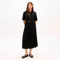 VESTIDO GOLD BUTTON MIX MEDIA