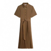 VESTIDO GOLD BUTTON MIX MEDIA